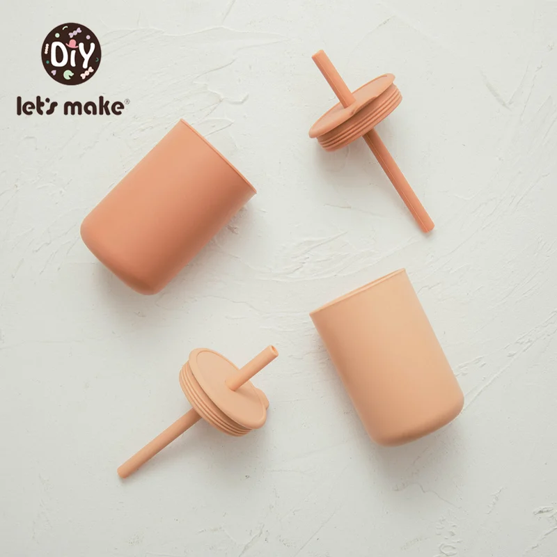 Кружка детская однотонная силиконовая с трубочкой 1 шт. | Чашки