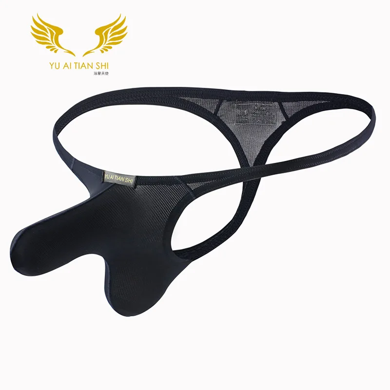 Мужские трусы стринги с низкой талией желтые сексуальное нижнее белье для