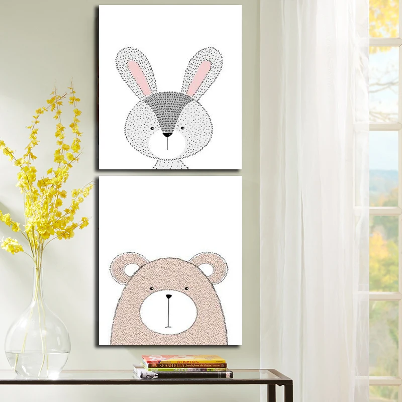 

Children Room Lovely Animals Poster Painting Modern Wall Art Pictures Painting Cuadros for Kids Room Posters Home Decoration