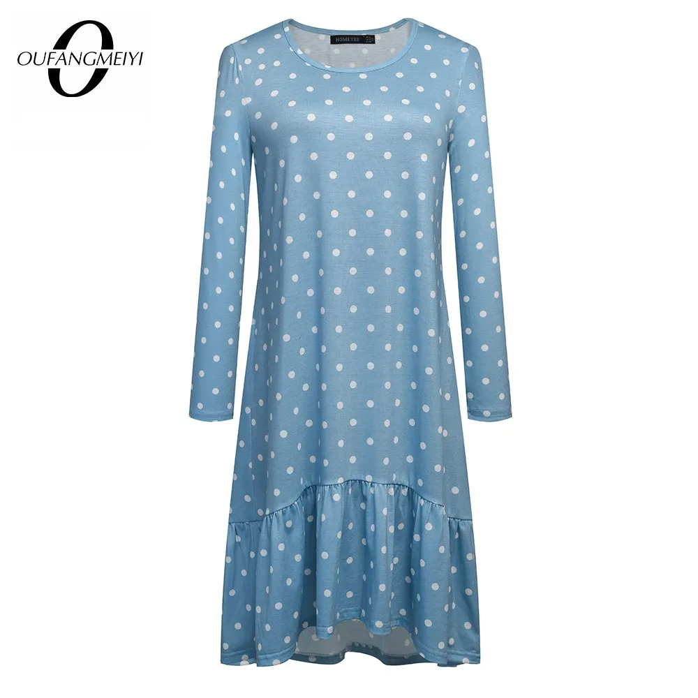 

Женское прямое платье в горошек, с принтом