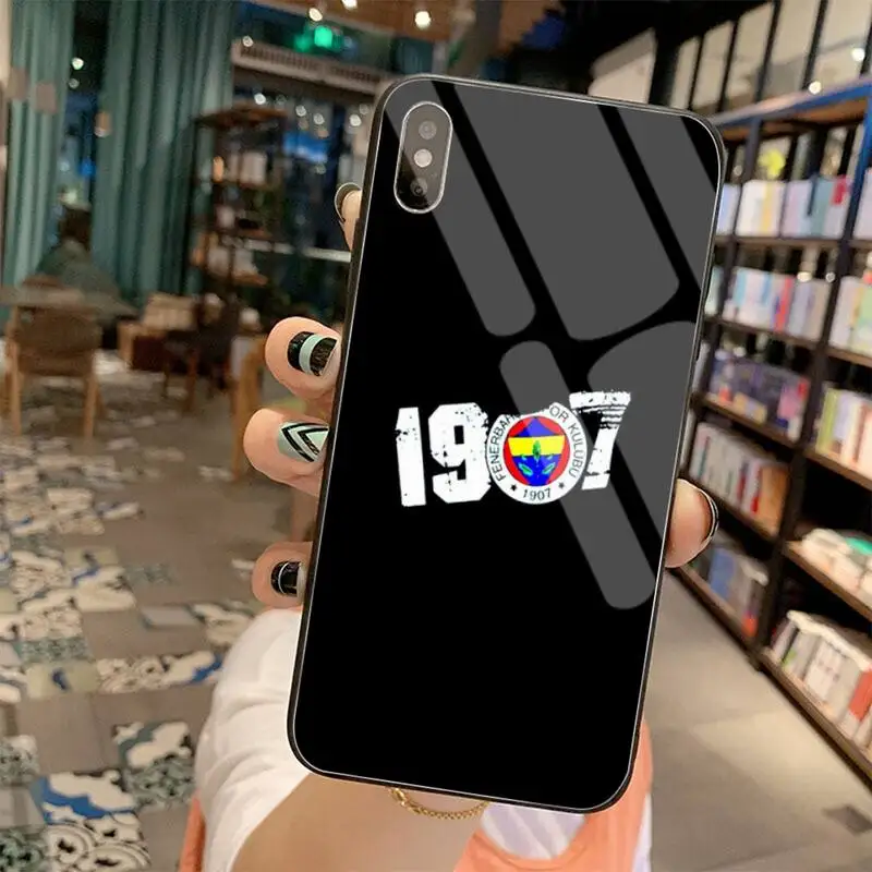 Турция Fenerbahce Футбол черный мягкий чехол для телефона закаленное стекло iPhone 11 Pro XR