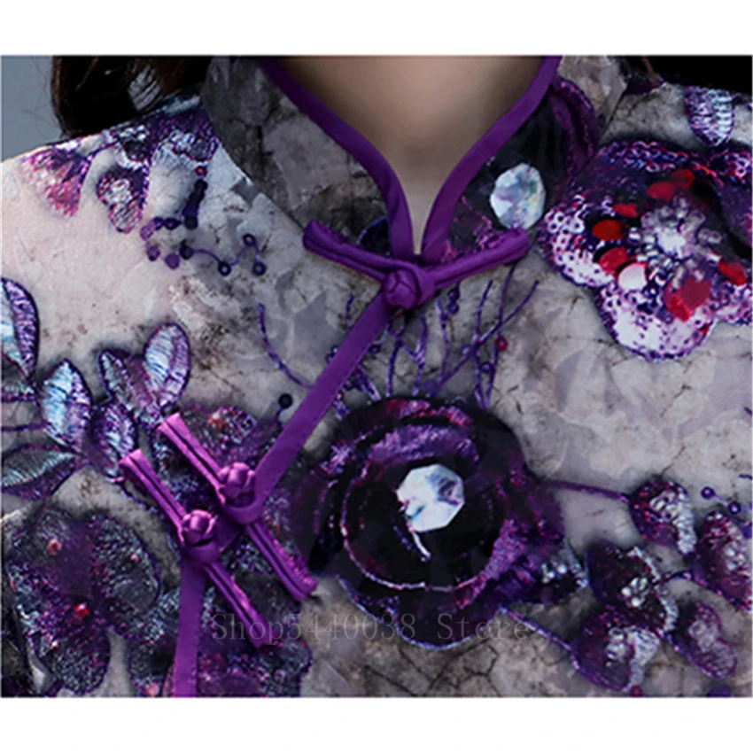 

Traditional Vietnam Woman Retro Ao Dai Elegant Chinese Style Cheongsam Vintage Floral Festival Wedding Evening Qipao Dress