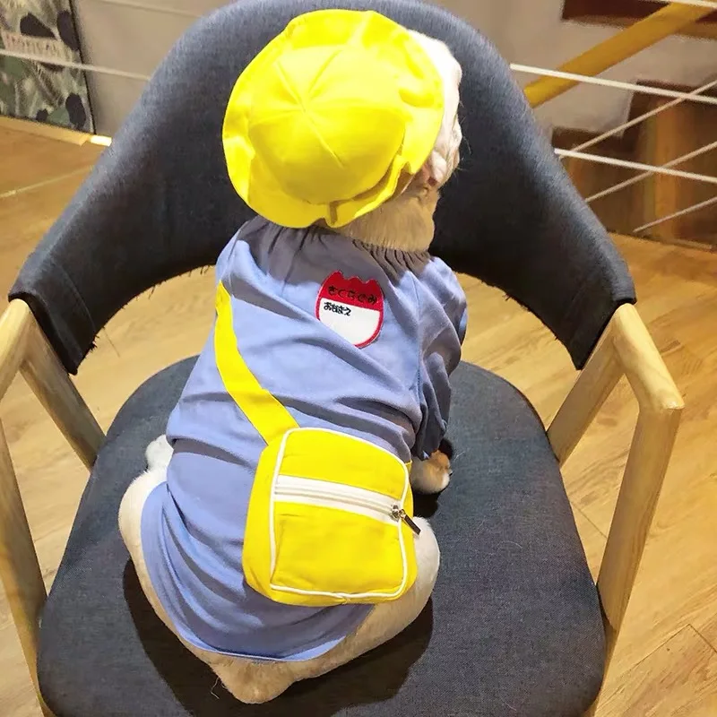 Летняя футболка с французским бульдогом жилет японская школьная форма милый