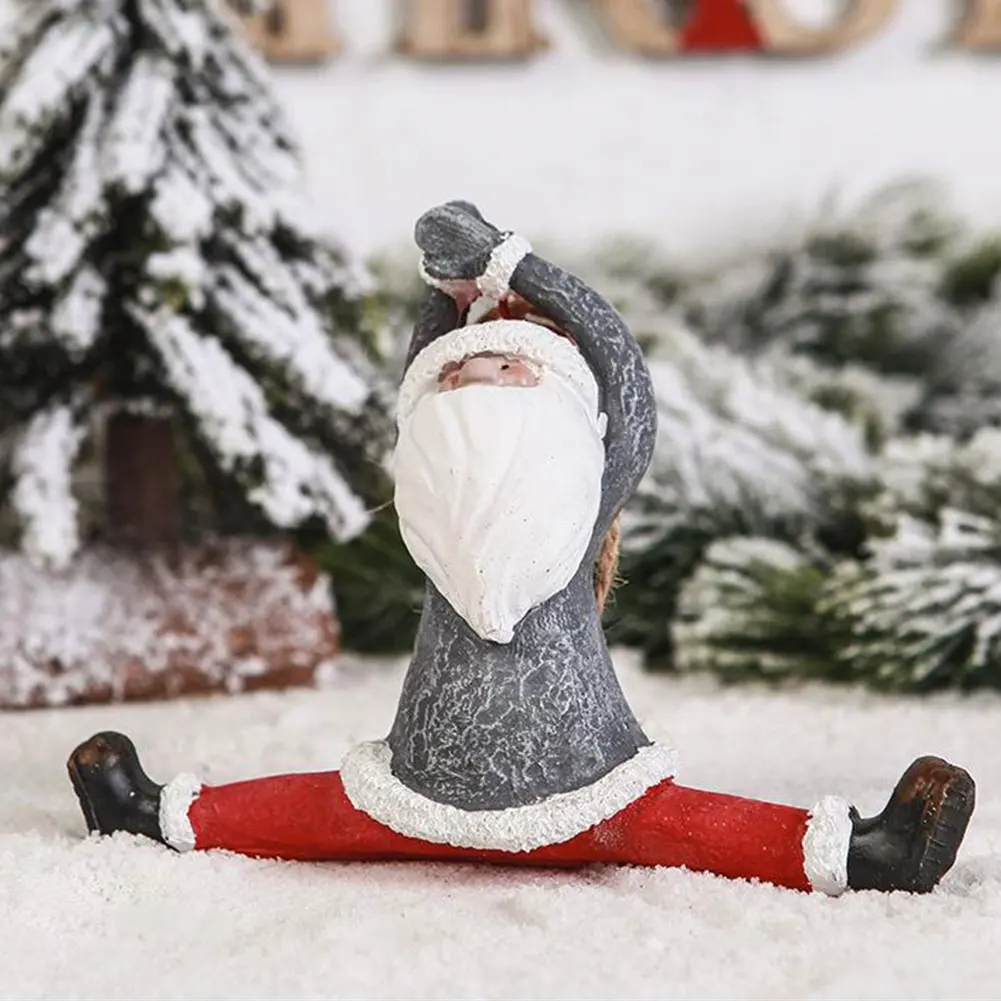 

3PCS Funny Christmas Dwarf Figurine Resin Santa Statue Ornaments Yoga Gnomes Figurines Garden Sculpture Decorations For Gifts
