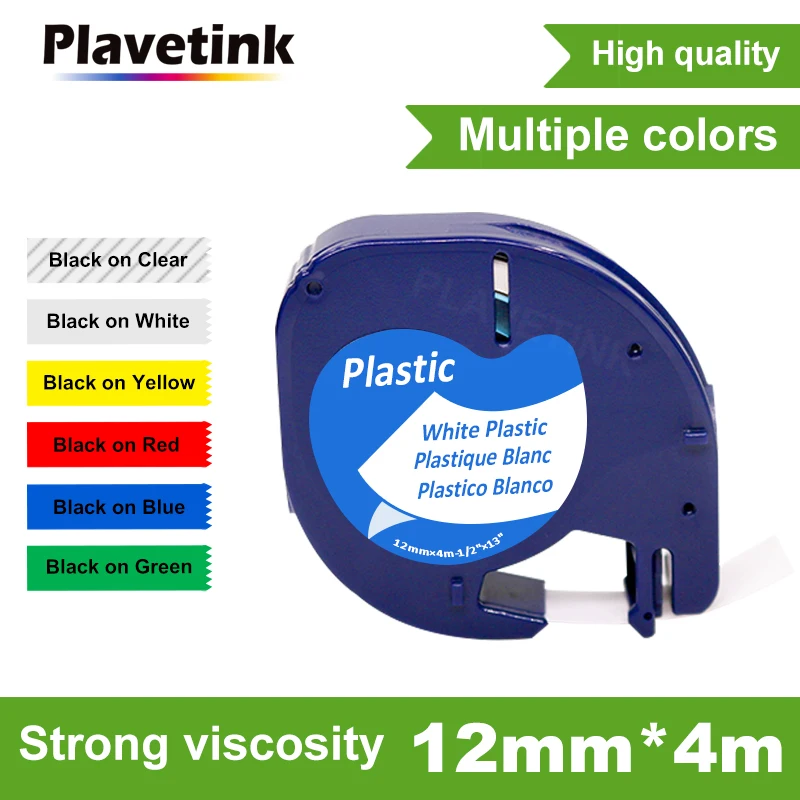 Пластиковая этикетка Plavetink 91200 91201 совместимая с лента DYMO LetraTag 12267 91203 16951 бумажная