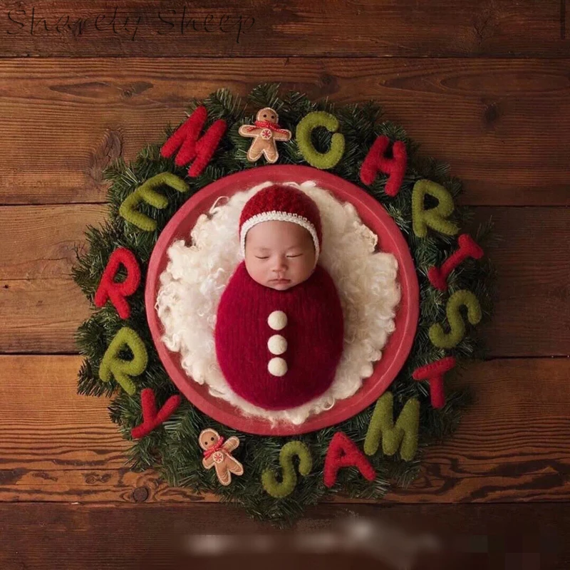 Фотофон ручной работы с надписью Merry Christmas для новорожденных реквизит фотосъемки