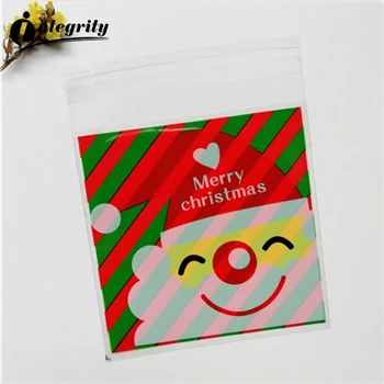 {D& P 100pcs 10X10+ 3 см Рождество печенья конфеты упаковки хлеба самоклеящаяся Пластик печенье закуски выпечка посылка милые сумки через плечо - Цвет: CUTE 24