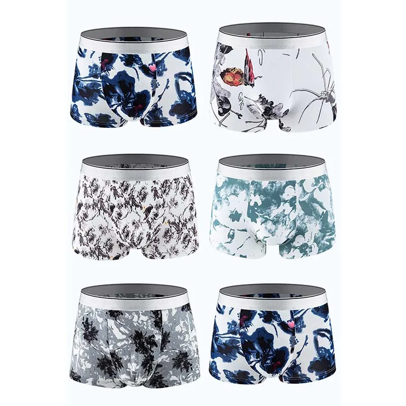 Трусы-боксеры мужские 5 шт./лот шорты нижнее белье пикантные трусы большие