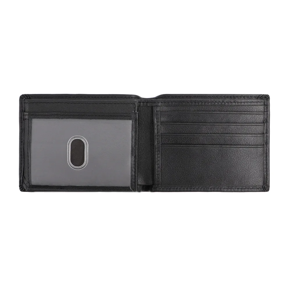 

Classic Men's Wallet Genuine Leather Cowhide Black Tri-fold Business Credit Card Holder Bag Wallet RFID Blocking Anti-theft