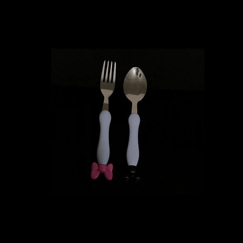 Blue Spoon Fork 3 шт./компл. Детские Еда хранения бамбуковые столовые приборы; прелестная однотонная посуда для малышей и детей постарше для тарелочной чаши eco-friendly Детские тренировочные столовые приборы набор - Цвет: Blue Spoon Fork