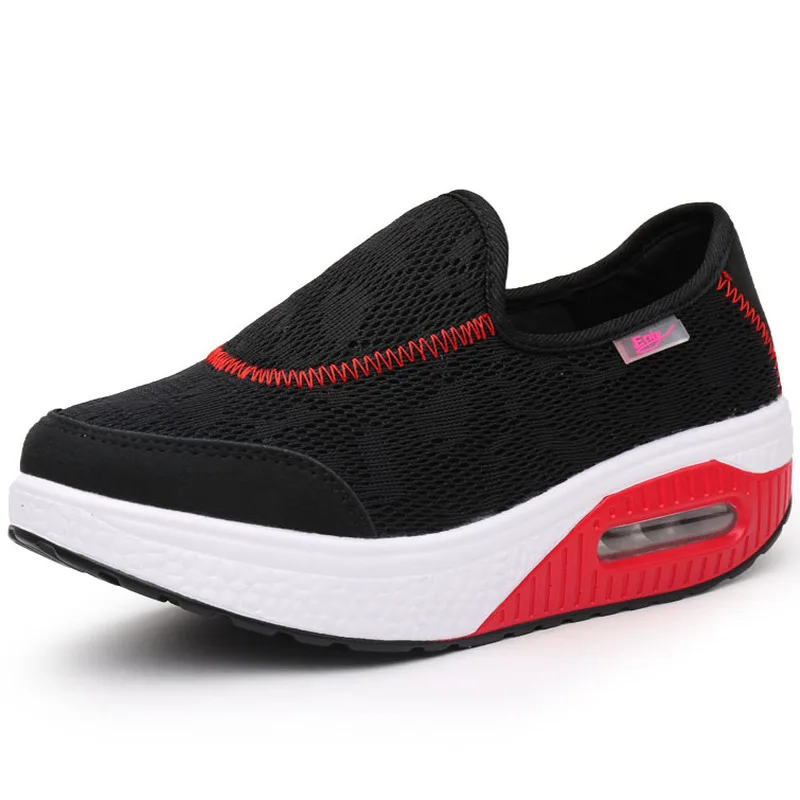 

Woman Platform Shoes Fashion Sneakers New Casual Low-cut Slip-on Shoes Lycra Mesh Breathable Wedges Women Trend High Quality
