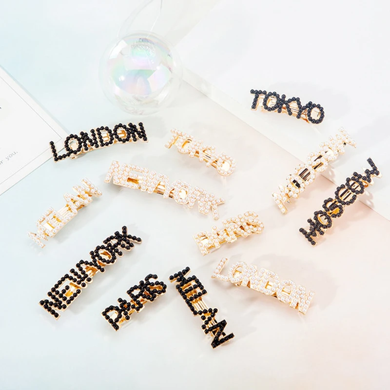 Новинка модные женские жемчужные заколки для волос Нью Йорк Лондон Париж