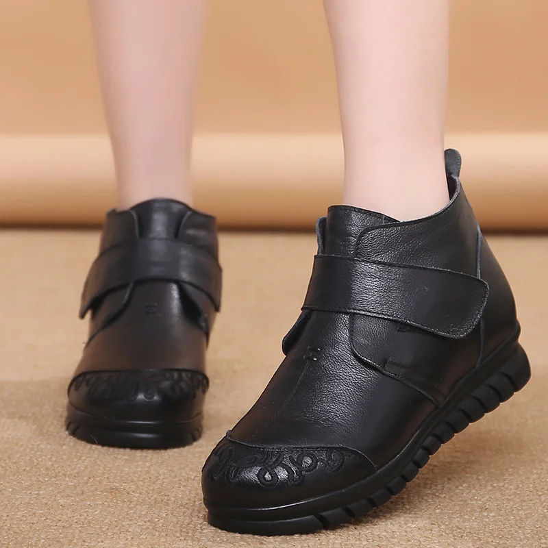 Обувь из хлопка для пожилых женщин нескользящая теплая обувь на плоской подошве