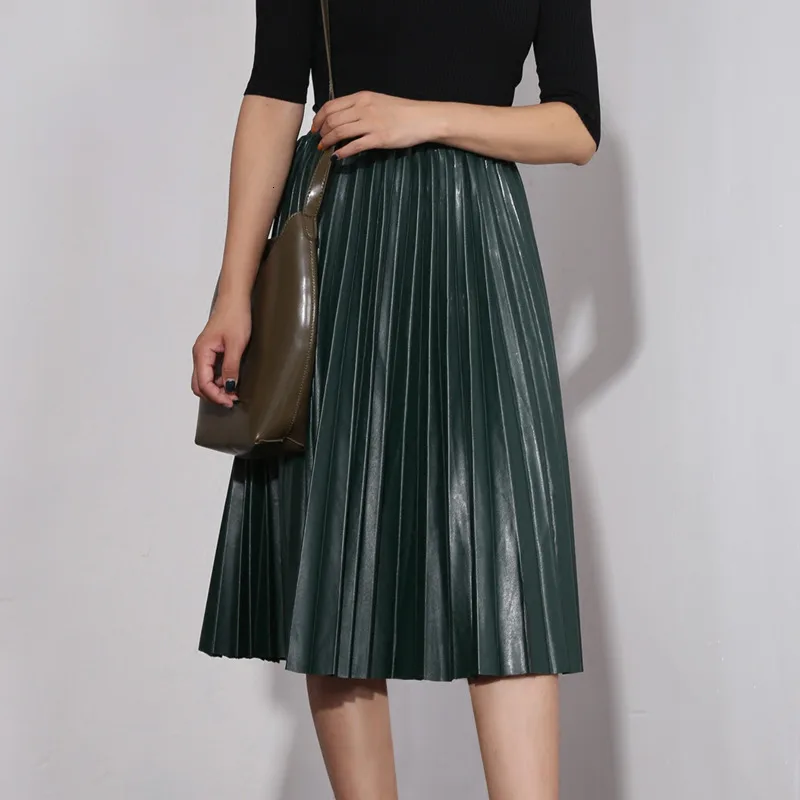 LANMREM/трапециевидная юбка из искусственной кожи с эластичной резинкой на талии