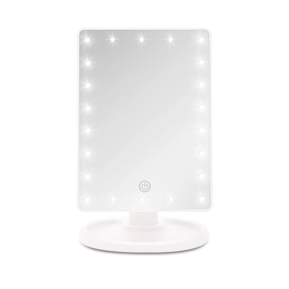 22led White mirror 16/22 светодиодный сенсорный экран зеркало для макияжа 1X 10X настольная столешница яркая Регулируемая USB кабель или батареи инструменты для использования - Цвет: 22led White mirror