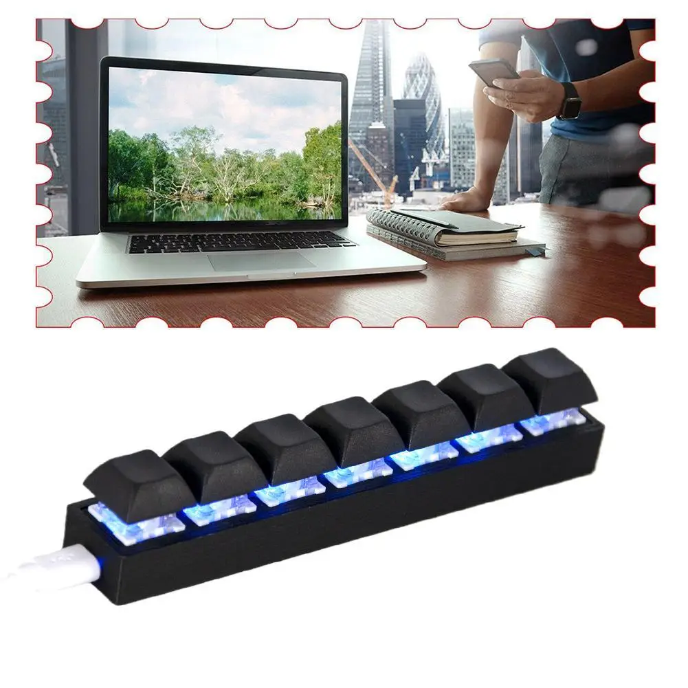 Механическая клавиатура с зеленой осью 1/2/3/5/6/7/10 клавиши USB мини программирование