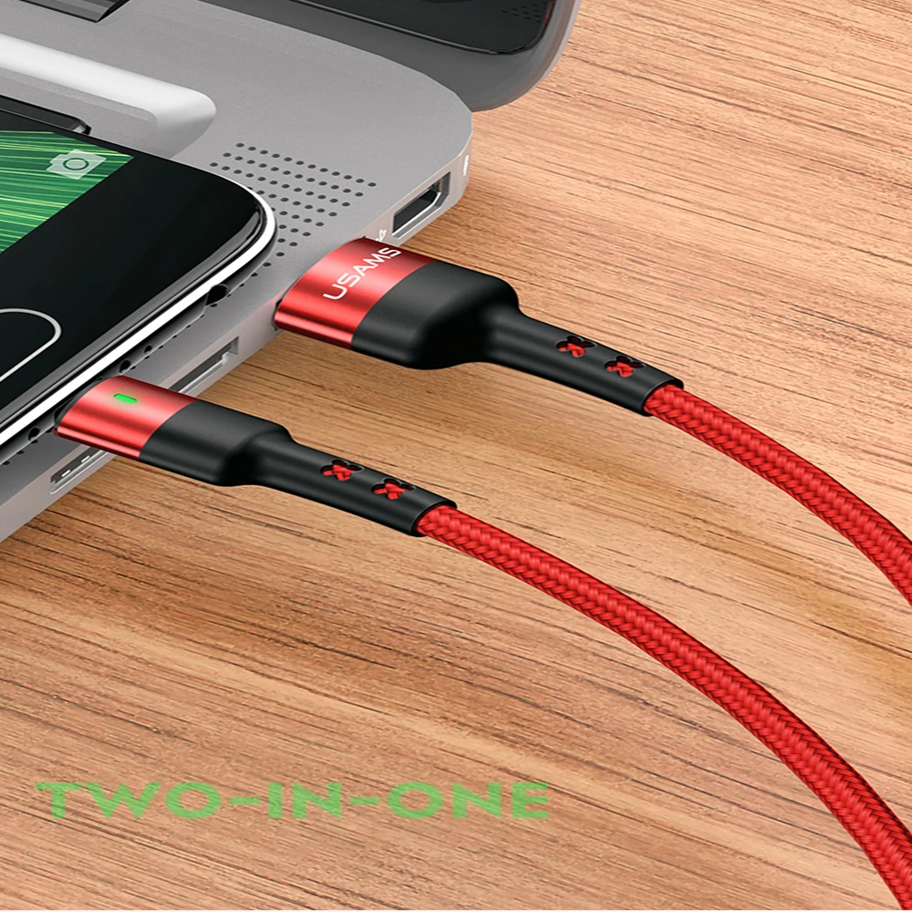 USAMS U26 4 in 1 USB Cable C Charging Cable Micro USB Charge Cable For iPhone Huawei Xiaomi Samsung