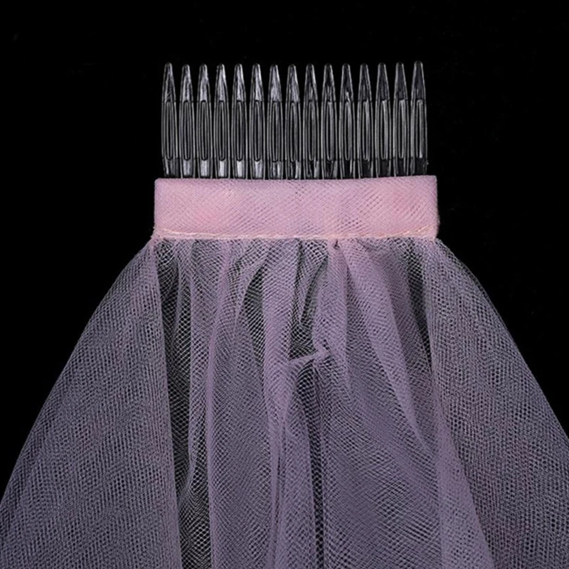 Двухслойная сетчатая Тюлевая однотонная женская короткая свадебная фата с