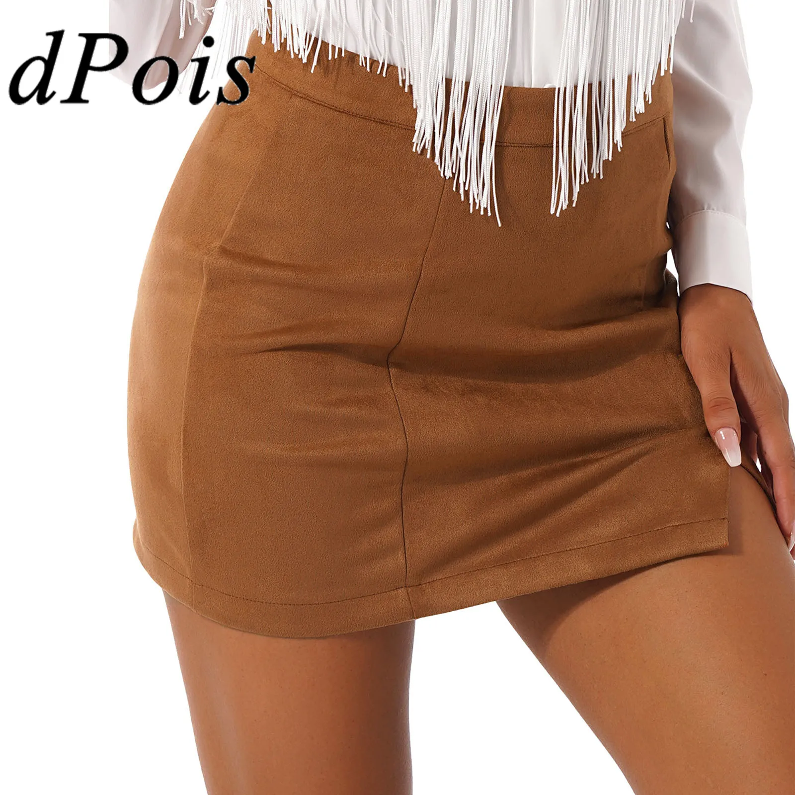 

Sexy Women Skirt Soft Basic Solid Faux Suede Side Slit High Waist Bodycon Mini Skirt Fashion Woman Office Lady Pencil Skirt