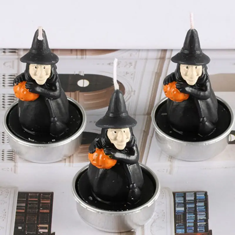 

Halloween Christmas Thanksgiving Candle Pumpkin Small Candle Halloween Plastic Art No drips No smoke Unscented Candle