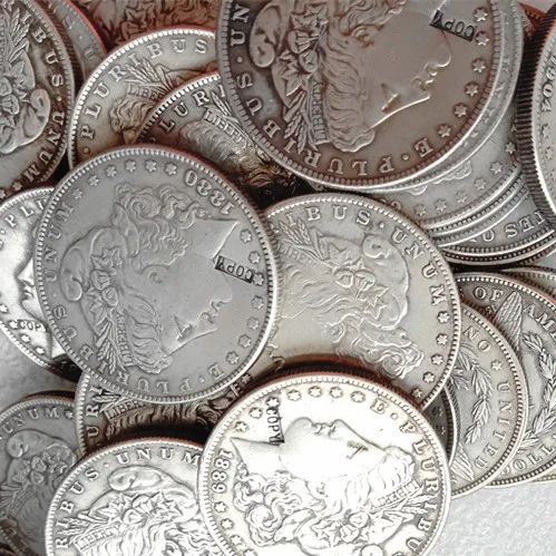 Посеребренные монеты США 96 шт. моргановских долларов 25 мирных 46 серебряных