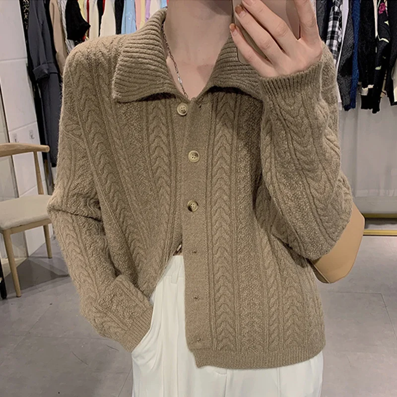 Sweater loose lazy high sense long sleeved cardigan 2021 new sweater women's autumn and winter coat top
