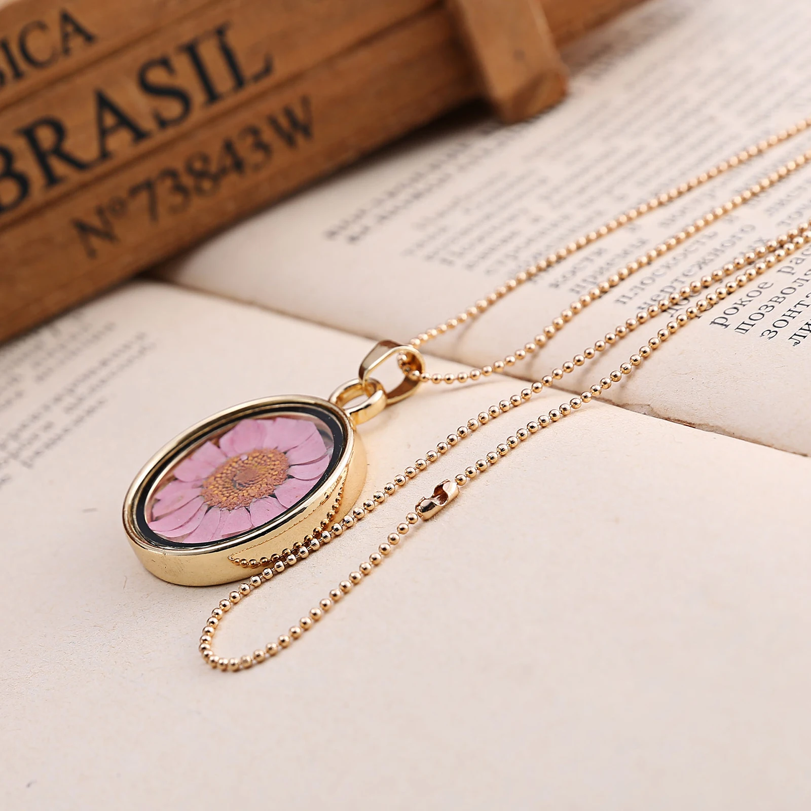 Круглое женское ожерелье подвеска в виде цветка золотого цвета цепочка для