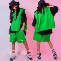 childrens day boys hip hop dance costumes for kids new green hiphop jazz outfits stage performance clothes street wear dqs4398