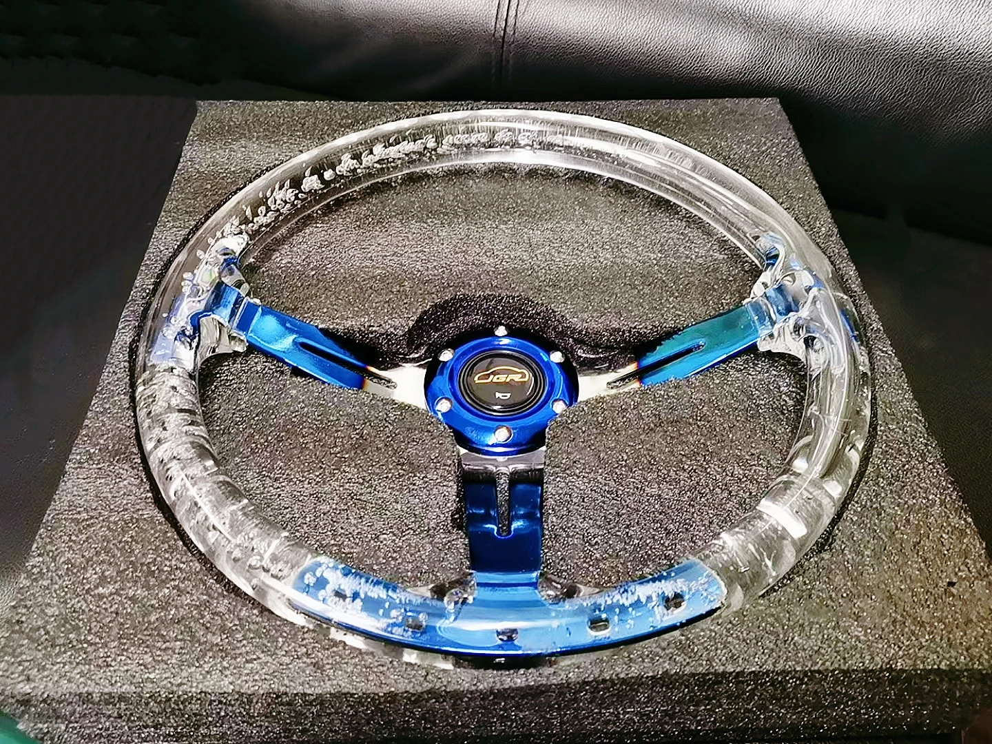 

2021 New 350mm 14inch Acrylic Transparent Racing Sports Steering Wheel Neo Chrome ABS 70mm Deep Universal Car Auto with Logo