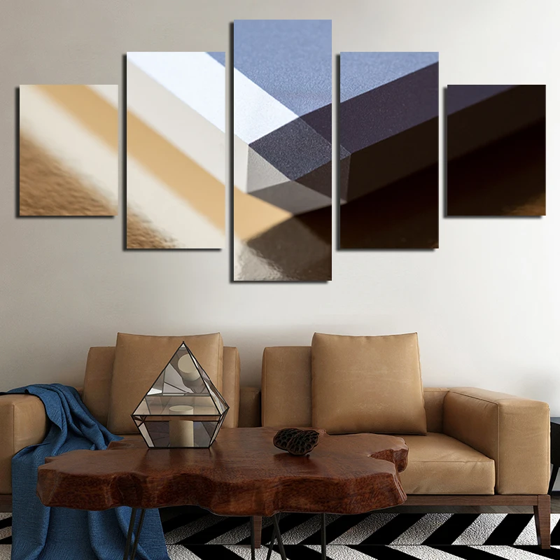 5pcs Abstract Art Canvas Painting Dark And Light Color With Contrasting Nordic Style Minimalist Printing Poster | Дом и сад