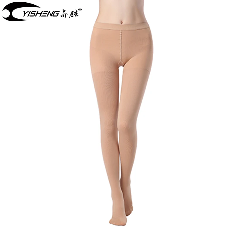 Beige closed toe YISHENG медицинские компрессионные колготки с высоким закрытым носком, варикозное расширение вен, компрессионные штаны для женщин - Цвет: Beige closed toe