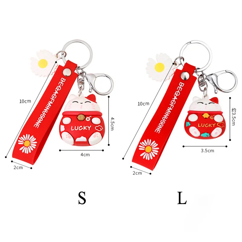 

Fashion Keychain 1Pcs PVC Nice Gift Multi Purpose Lucky Cat Keyring Accessories Wallet Backpack Pendant 4Colors