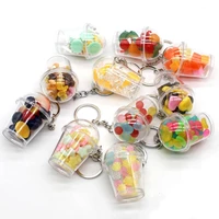 simulation snacks popcorn candy cup keychain student couple bag decor pendant