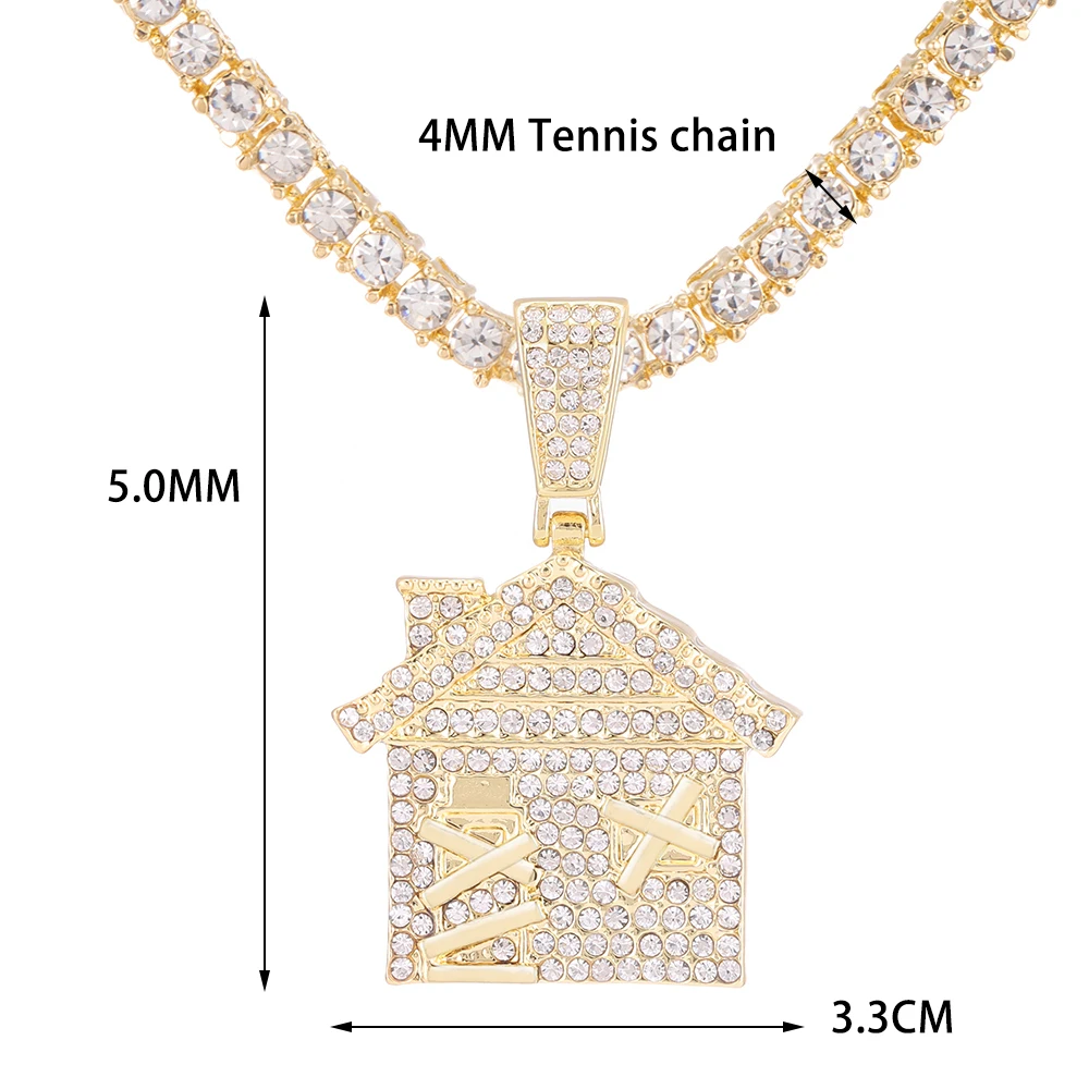 Ожерелье с кулоном в форме дома стразы кубинские звенья модное ожерелье стиле