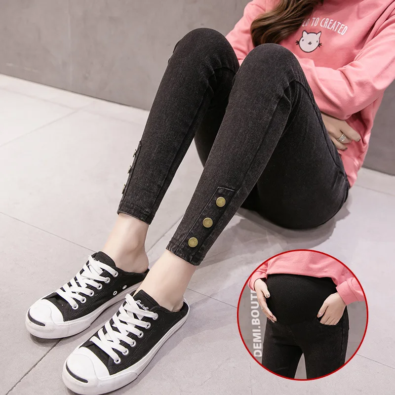 

Button Jeans Maternity Clothes For Pregnant Women Pencil Pants High Stretch Jeans Pants Pregnancy Clothing Skinny Jeans