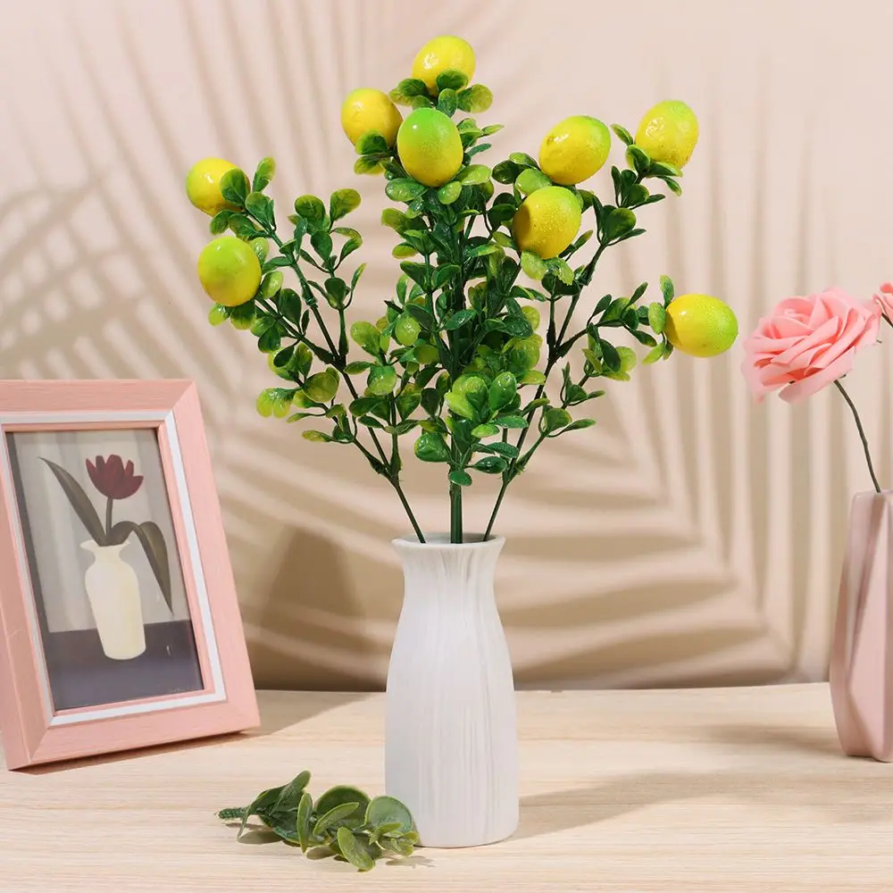 1417in лимон ветка с зелеными листьями искусственные фрукты дерево бонсай зелень