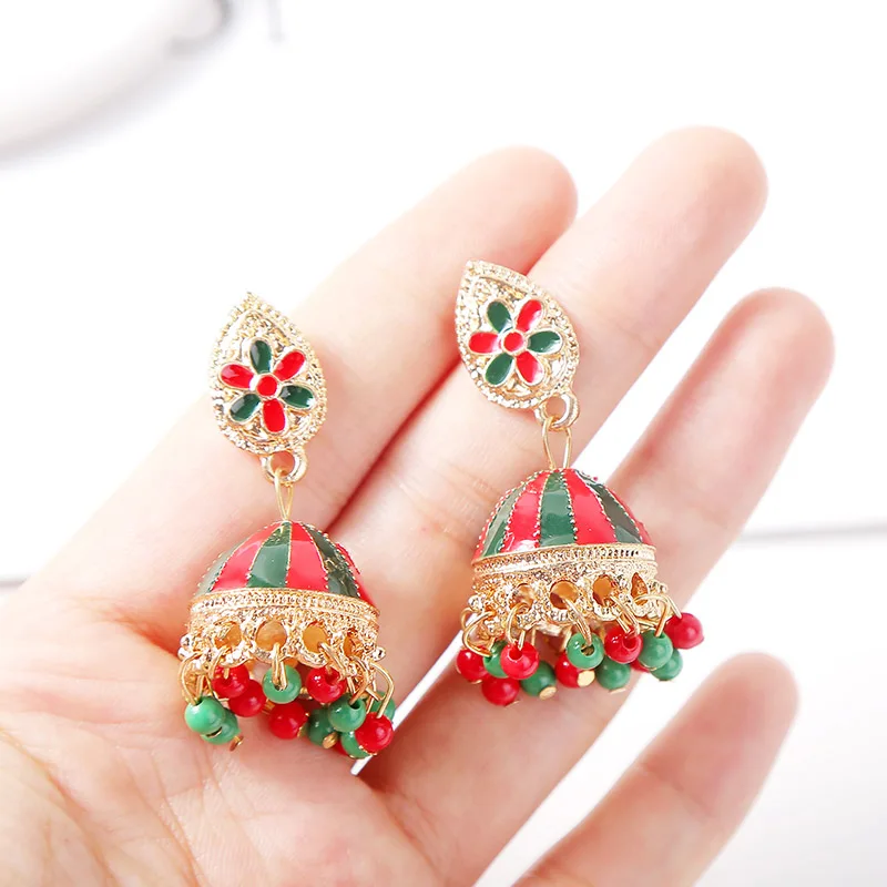 Индийские серьги с множеством цветов эмали в стиле моды для женщин винтажного этнического племенного золотого украшения с каплей заявления леди ювелирные изделия.