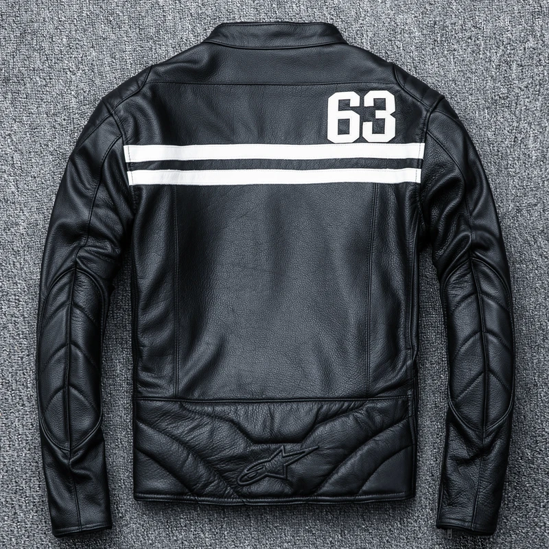 suit Men's racing professional Motorcycle letters stand collar cow biaker jacket men moto leather coat Protective gear | Мужская