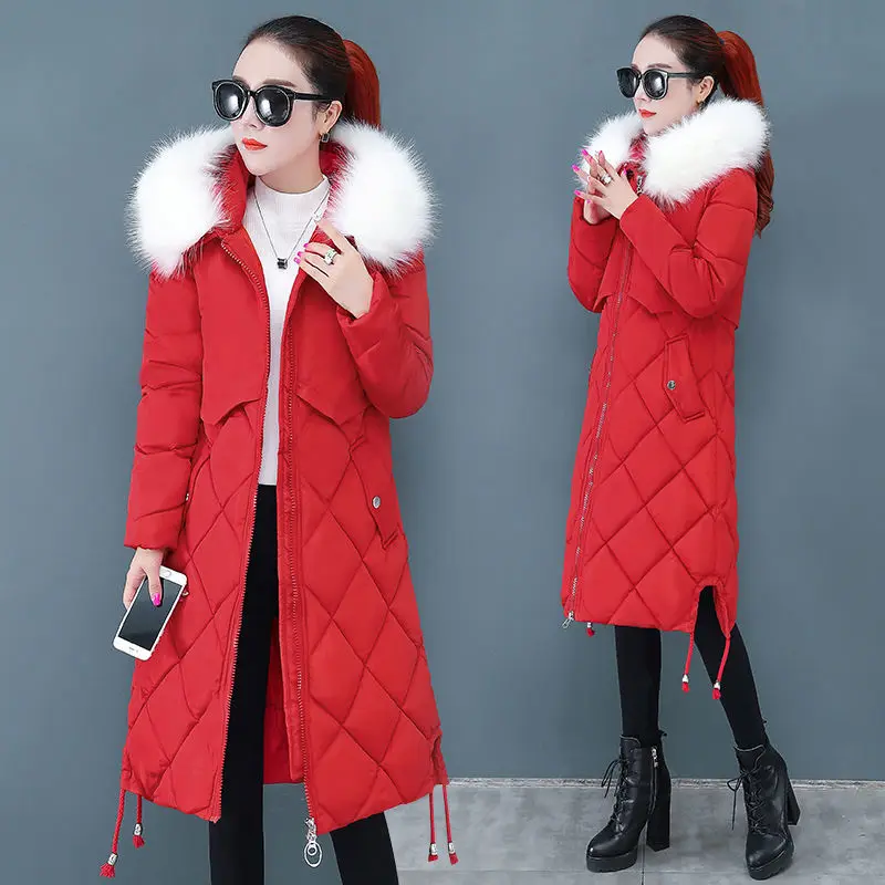 

(out of season Warehouse Clearance) cotton padded clothes women's middle long Korean knee cotton padded jacket women's maximum