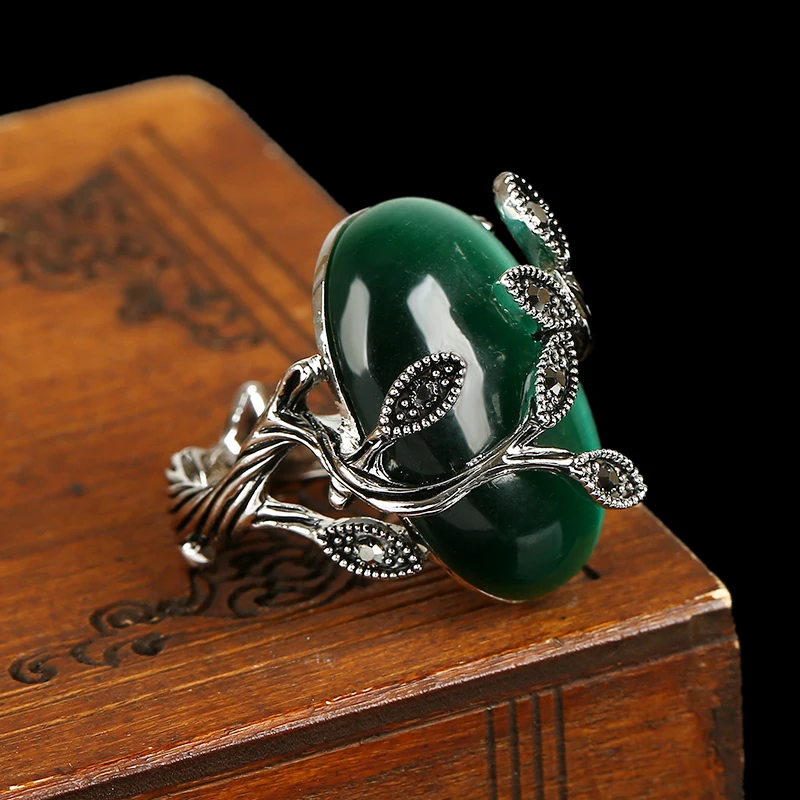 Набор украшений KCALOE большой натуральный камень Зеленый Опал античные черные