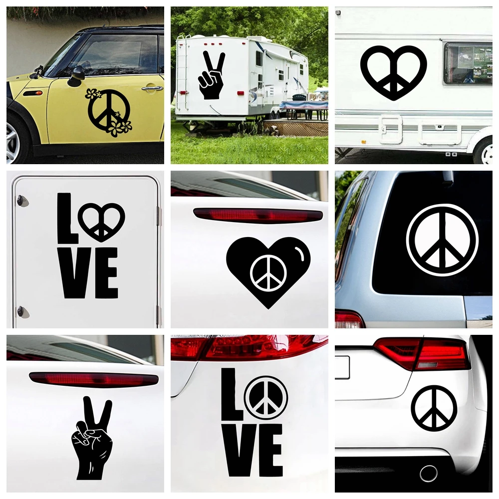 

Funny Love Peace Car Sticker For Auto Decal Window Waterproof Removable Decor Car-styling Cars Glue Decoration Stickers PVC