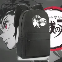 kimetsu no yaiba anime black nylon school backpack cartoon anime bags tanjirou bags demon slayer backpack