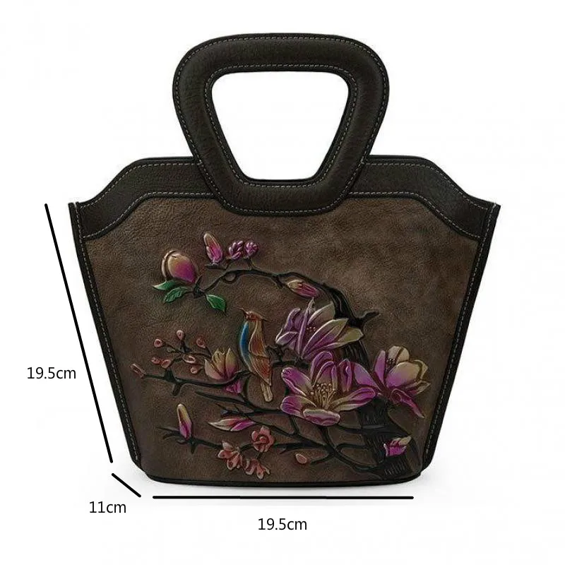 

Bestform Retro Handmade Embossing Luxury Handbags Women Bags Designer Genuine Leather 2021 New Leisure Cowhide Shoulder Bags