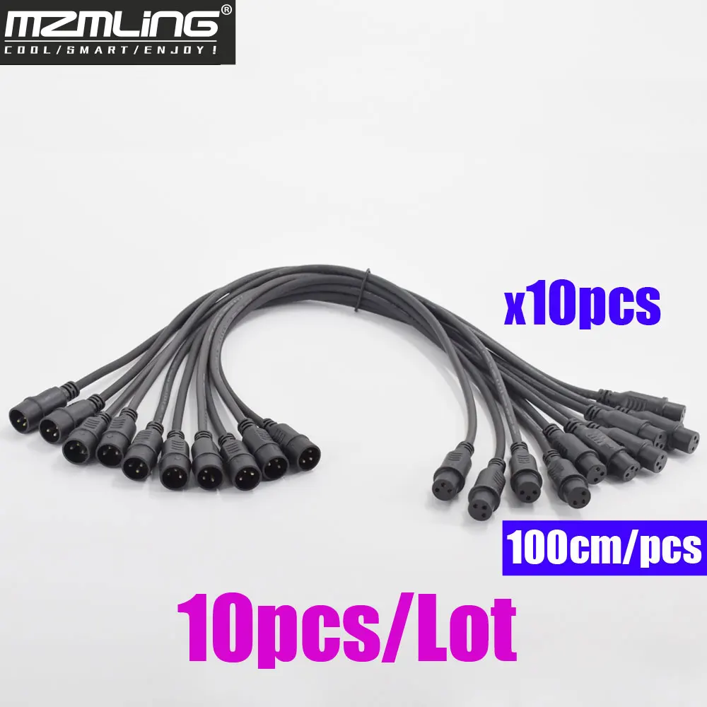 10 шт./лот 1 метр длиной 3-контактный сигнальный коннектор DMX-кабеля для профессиональных DJ / баров / вечеринок / шоу / сценического света LED-сценической машины.