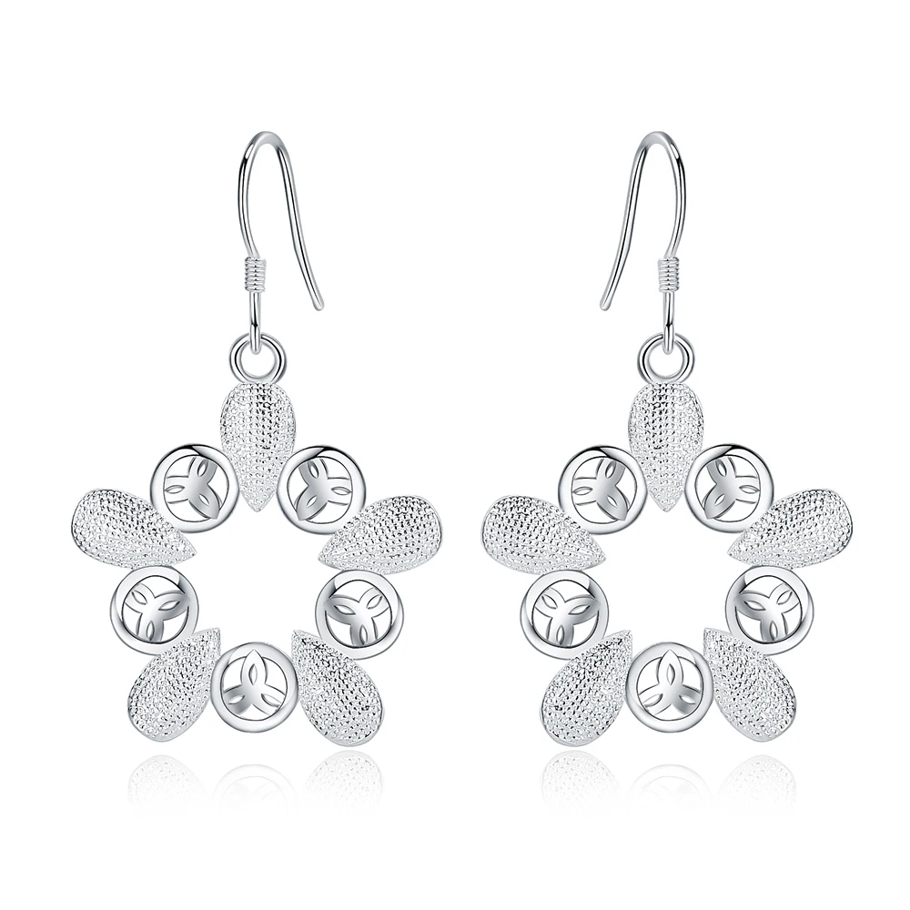 

Hot sale high quality 925 Sterling Silver Creativity Flowers Earrings Women fashion Jewelry Christmas Gifts vintage earrings