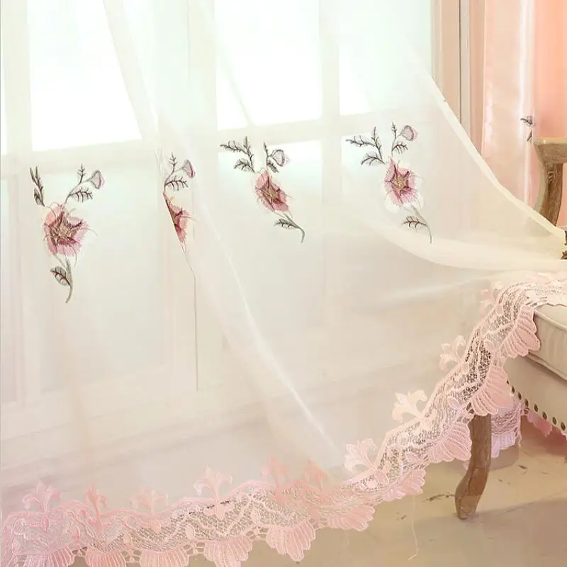 В европейском стиле с цветочной вышивкой Шторы сплошные оконные Спальня