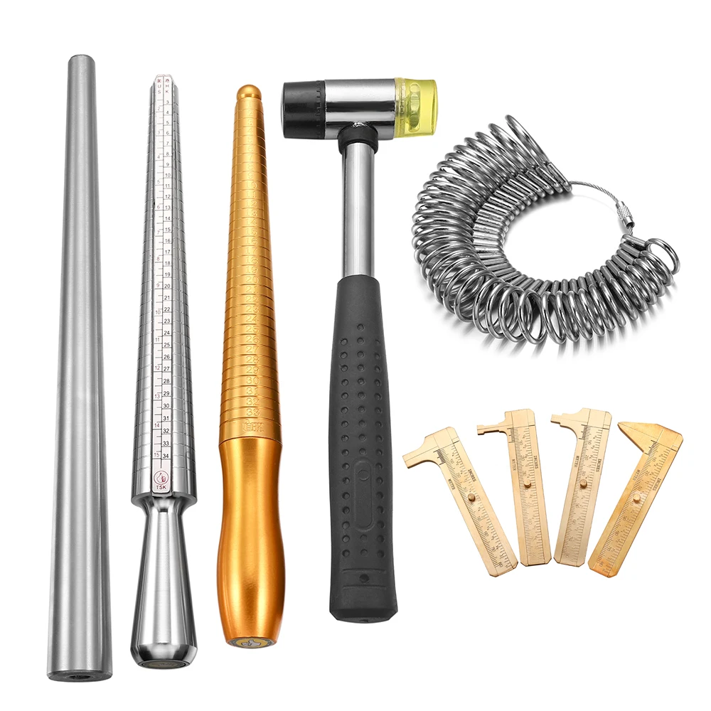

Professional Ring Enlarger Stick Mandrel Handle Hammers Ring Sizer Finger Measuring Stick For DIY Jewelry Making Measuring Tools