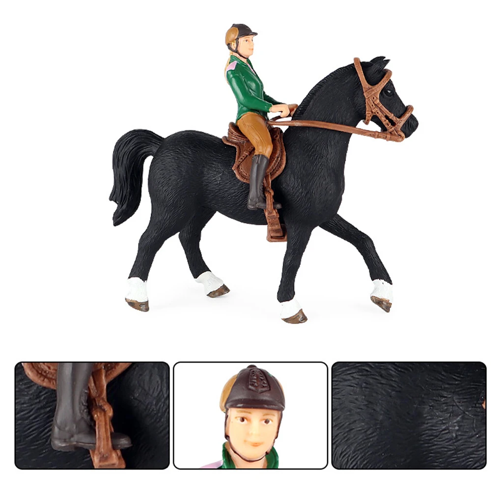 

Handcrafted Toy Painted Horse Figure Model Human Riding Figurine Collectible