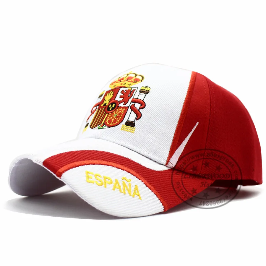 LIBERWOOD Brand hat Spain Espana Country Flag Baseball Cap Hats men female casual Sport Adjustable Cap Embroidered Spanish Gift - Цвет: A DESIGN  white