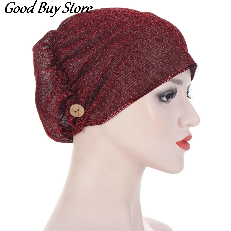 

Women Inner Hijabs Turban Working Headband Hair Wrap Pet Shop Scarf Hijab Head Cover With Button Underscarf Caps Stretch Hat
